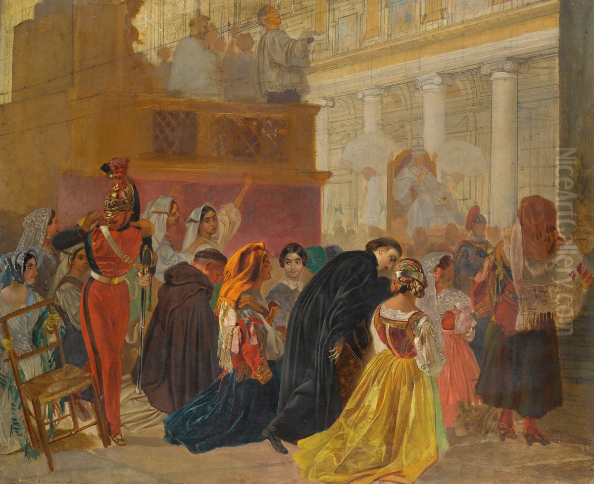 The Return of Pope Pius IX to Rome from Basillica Santa Maria Maggiore Oil Painting by Karl Bryullov