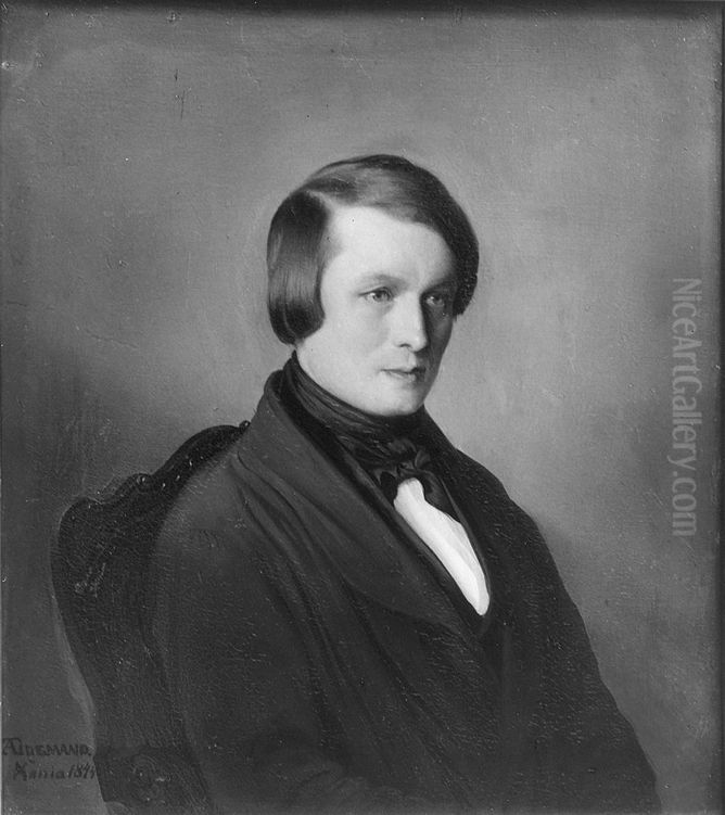 Portrait of the Artist's Brother Emil Tidemand Oil Painting by Adolph Tidemand