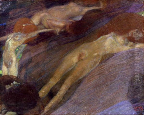 Bewegte Wasser Oil Painting by Gustav Klimt