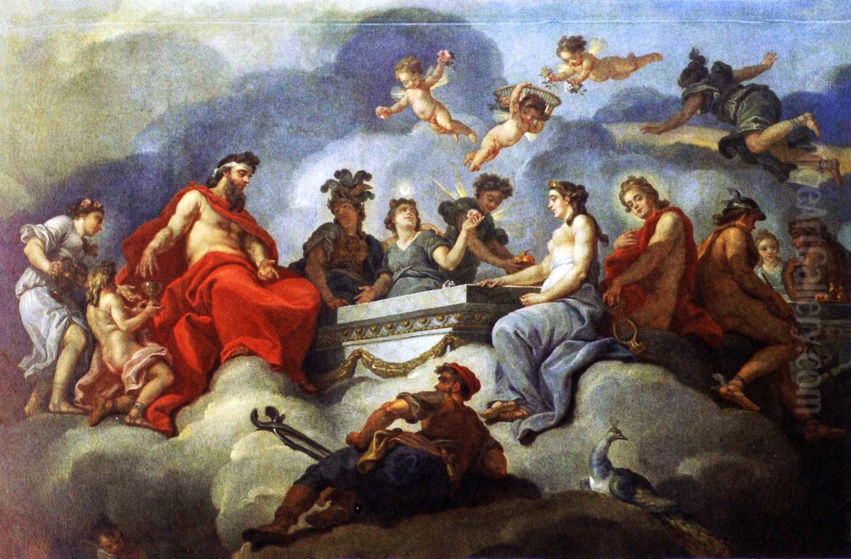 The Induction of Ganymede in Olympus. Oil Painting by Charles-Amedee-Philippe van Loo