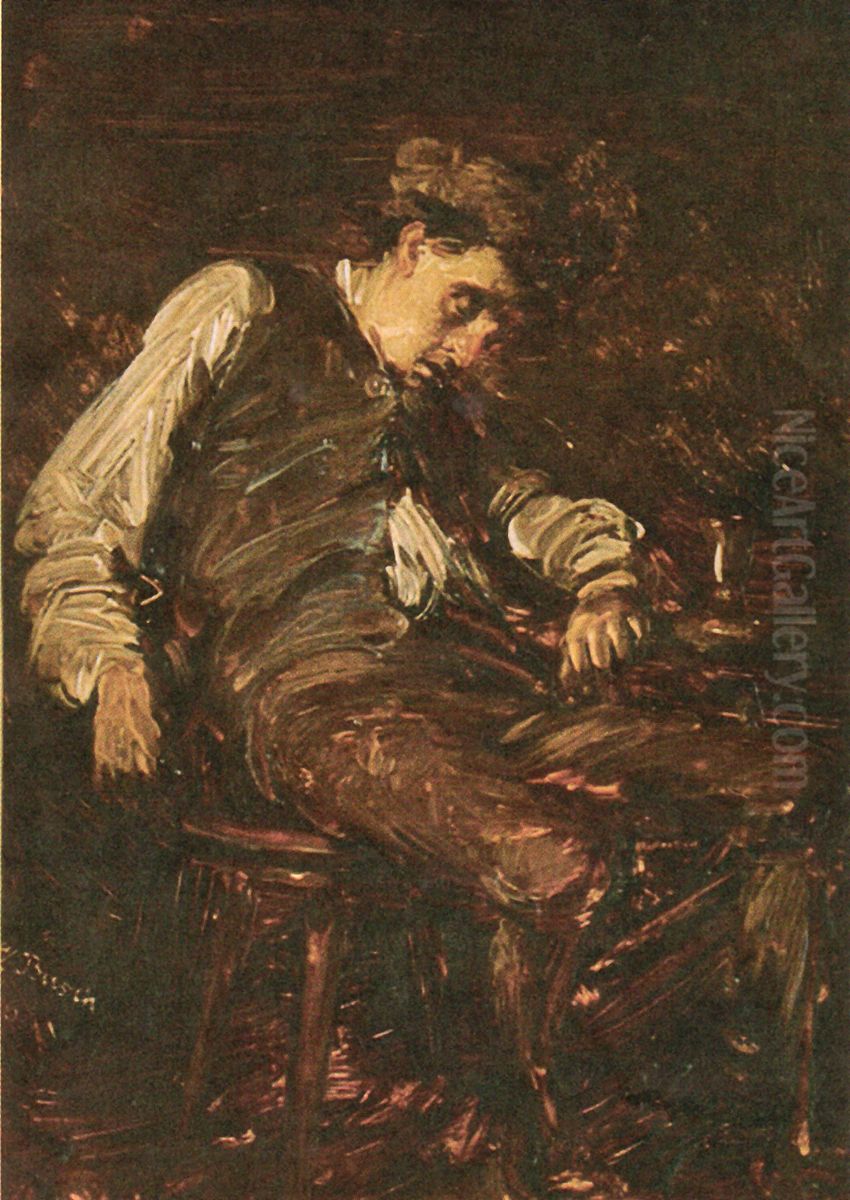 Eingeschlafener Trinker Oil Painting by Wilhelm Busch