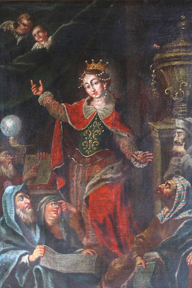 Eine Bekronte spricht vor den Gelehrten Oil Painting by unknown