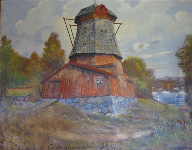 Kvarnen pa Valdemarsudde Fresk Oil Painting by Einar Hillberg