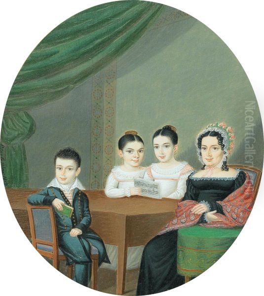 A family idyl Oil Painting by Anton Einsle