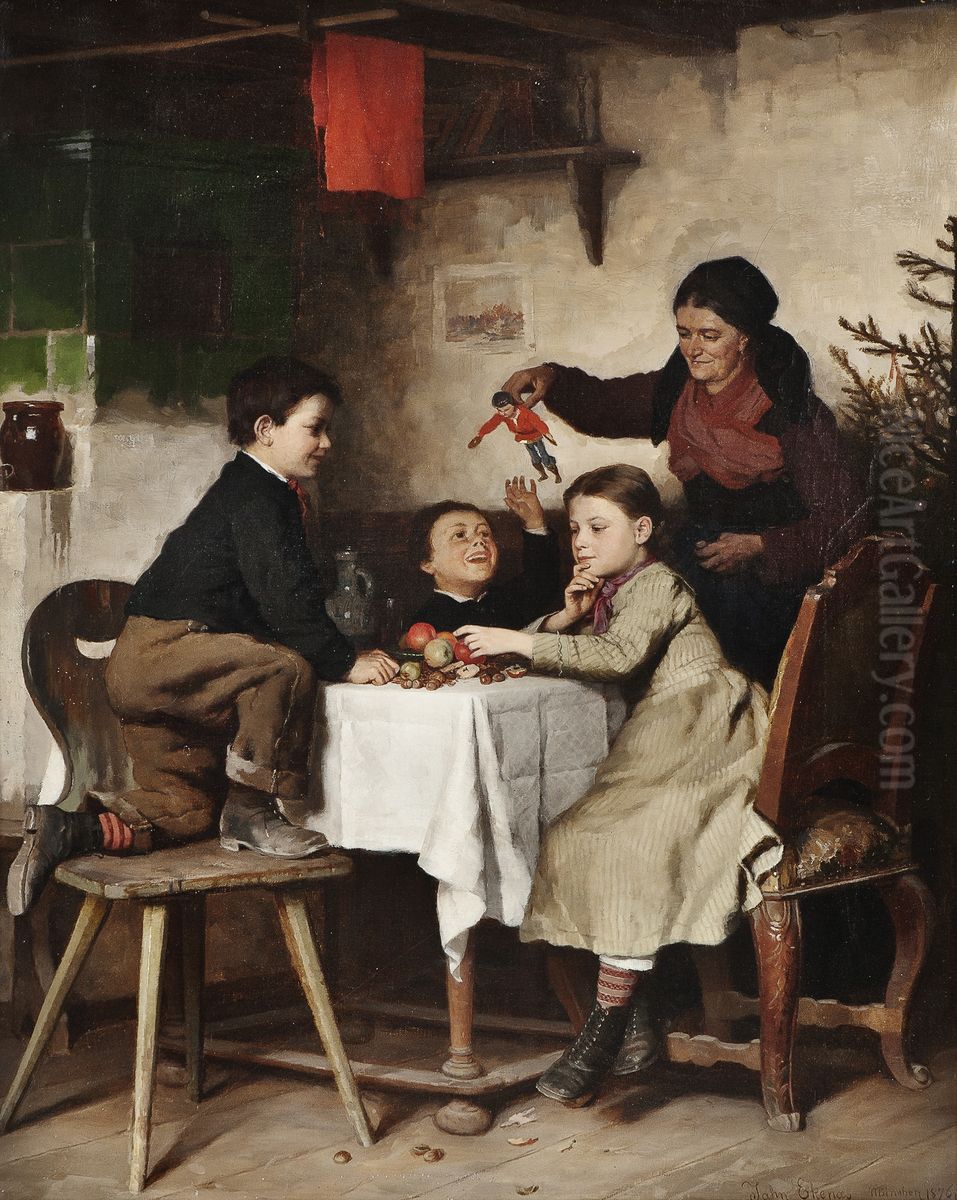 Juletrehosting Oil Painting by Jahn Ekenaes