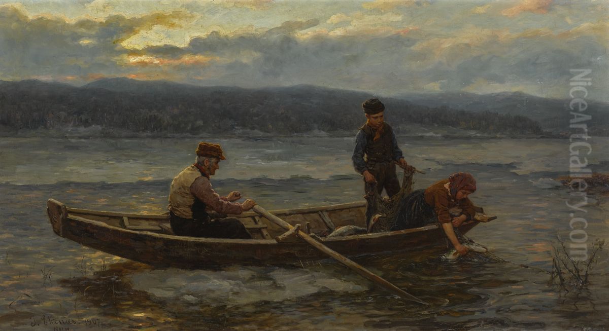 Norwegian fishing in the fjords Oil Painting by Jahn Ekenaes Norwegian fishing in the fjords Oil Painting by Jahn Ekenaes