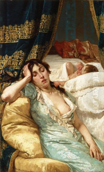 Un dolce disturbo Oil Painting by Giuseppe Sciuti
