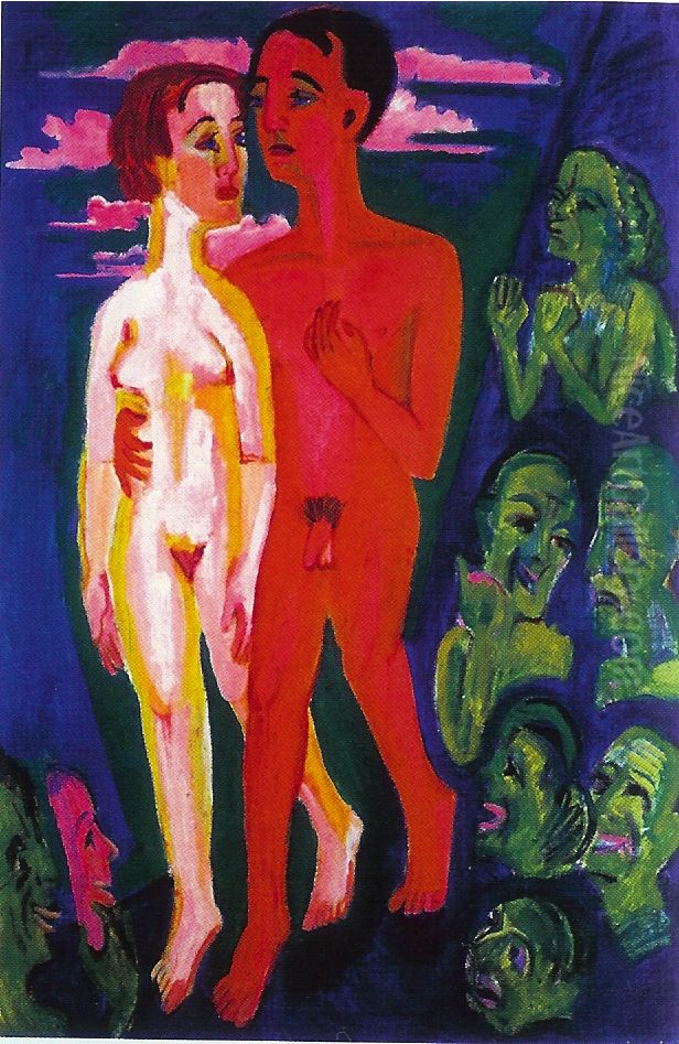 Paar vor den Menschen Oil Painting by Ernst Ludwig Kirchner
