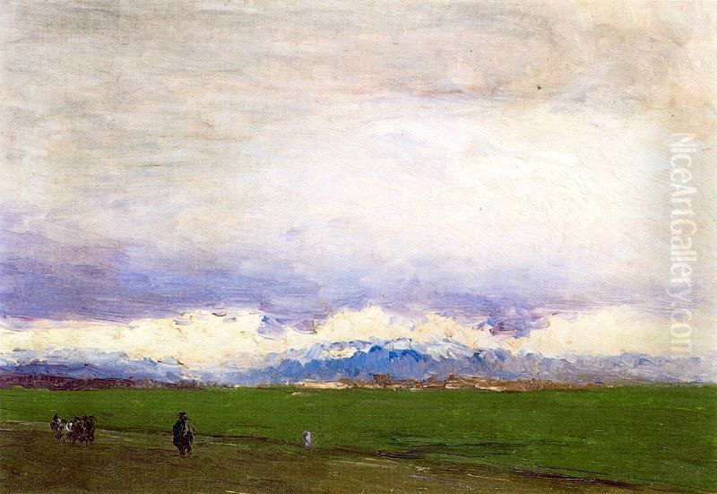 Castilian Landscape Oil Painting by Aureliano de Beruete y Moret