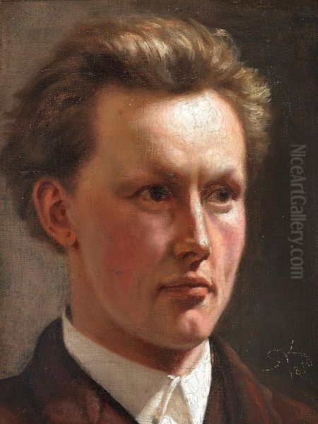 Portrait of a young man. Oil Painting by Peder Severin Kroyer