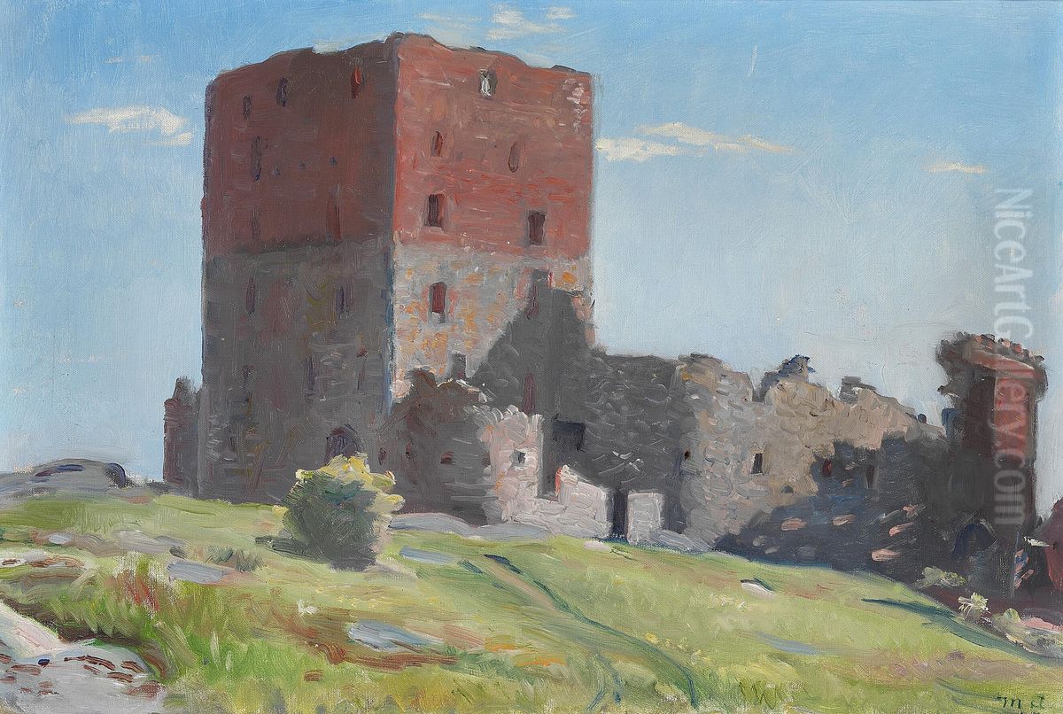 Udsigt til Hammershus. Oil Painting by Michael Peter Ancher