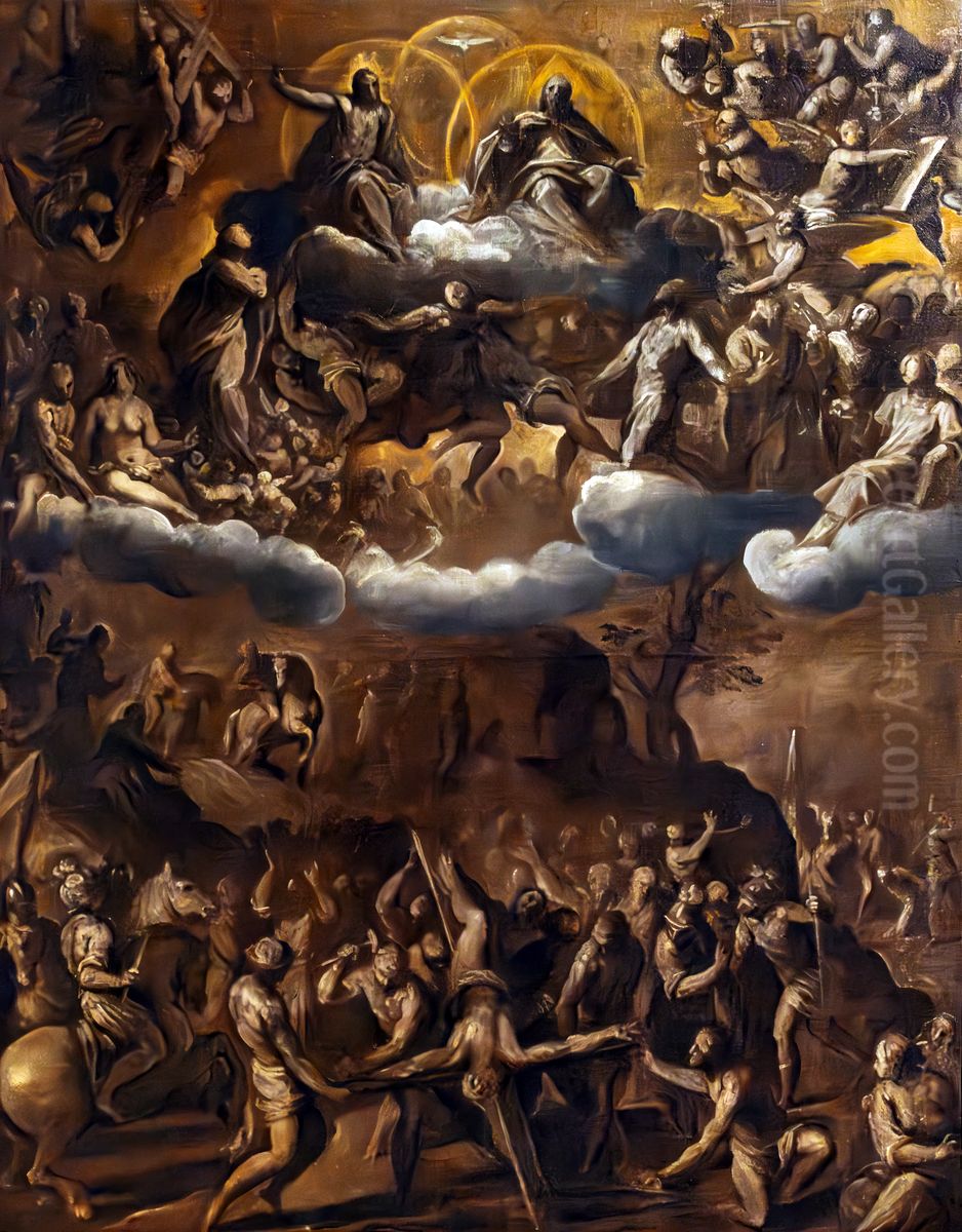 The Trinity in Glory and the Martyrdom of Saints Peter and Paul Oil Painting by Palma il Giovane