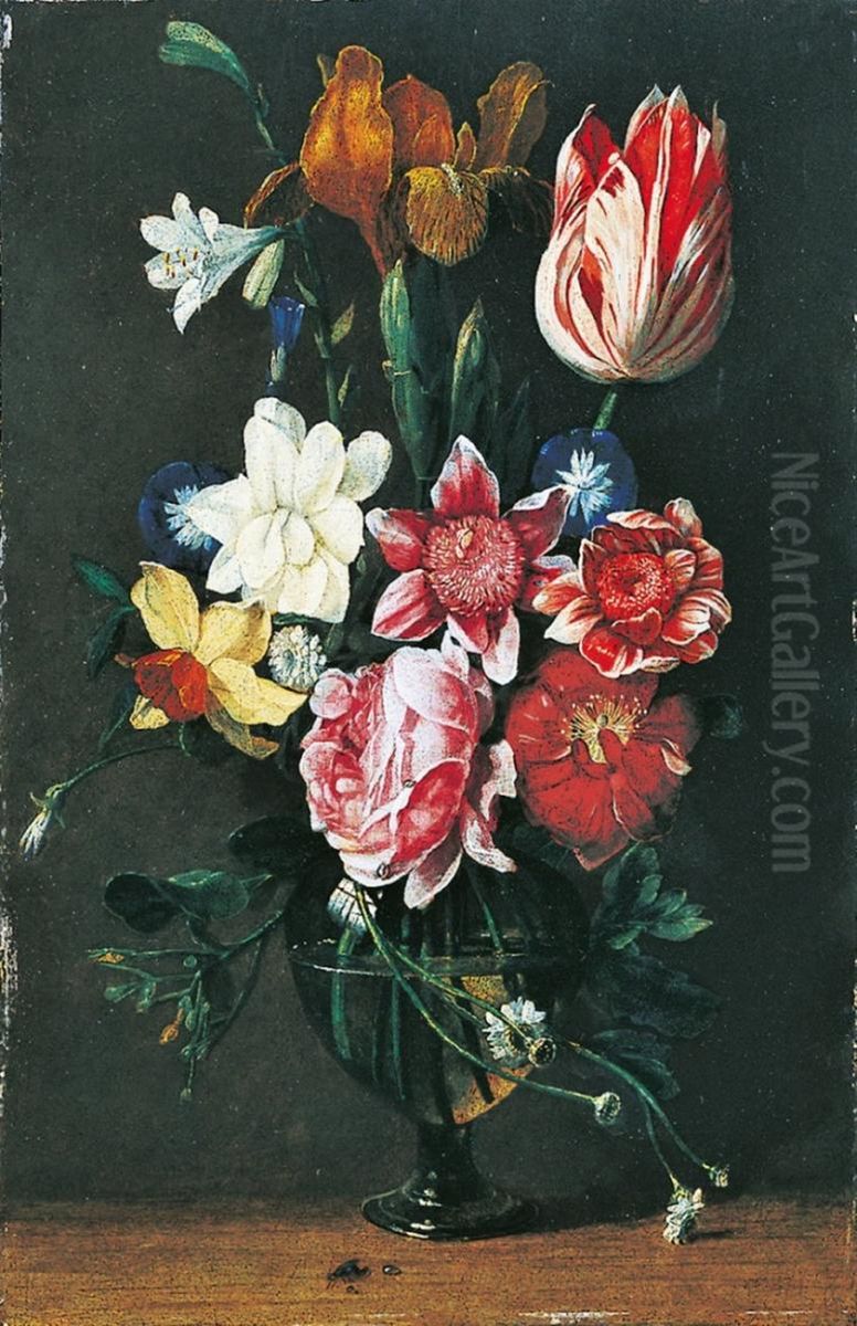 Flower still life Oil Painting by Jan Anton van der Baren