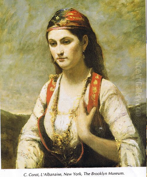 The Young Woman of Albano. Oil Painting by Jean-Baptiste Camille Corot The Young Woman of Albano. Oil Painting by Jean-Baptiste Camille Corot
