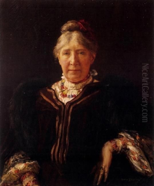 Portrait of Arina Hugenhotlz (1847-1934) Oil Painting by Martin Borgord