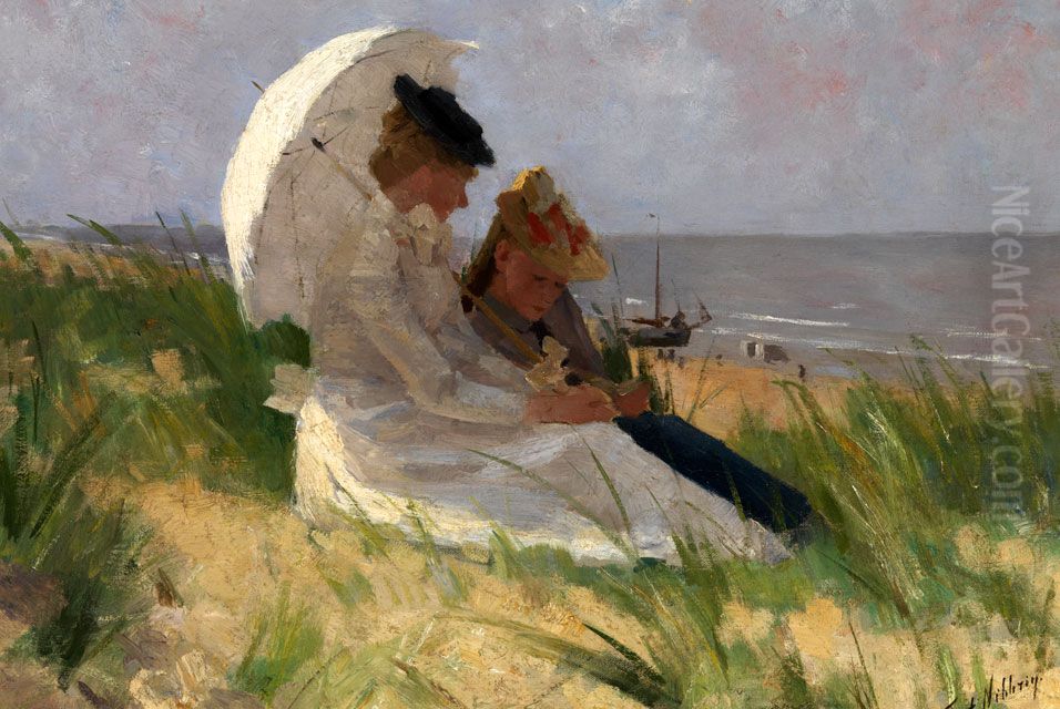 In den Dunen von Zandvoort Oil Painting by Ferdinand Hart Nibbrig