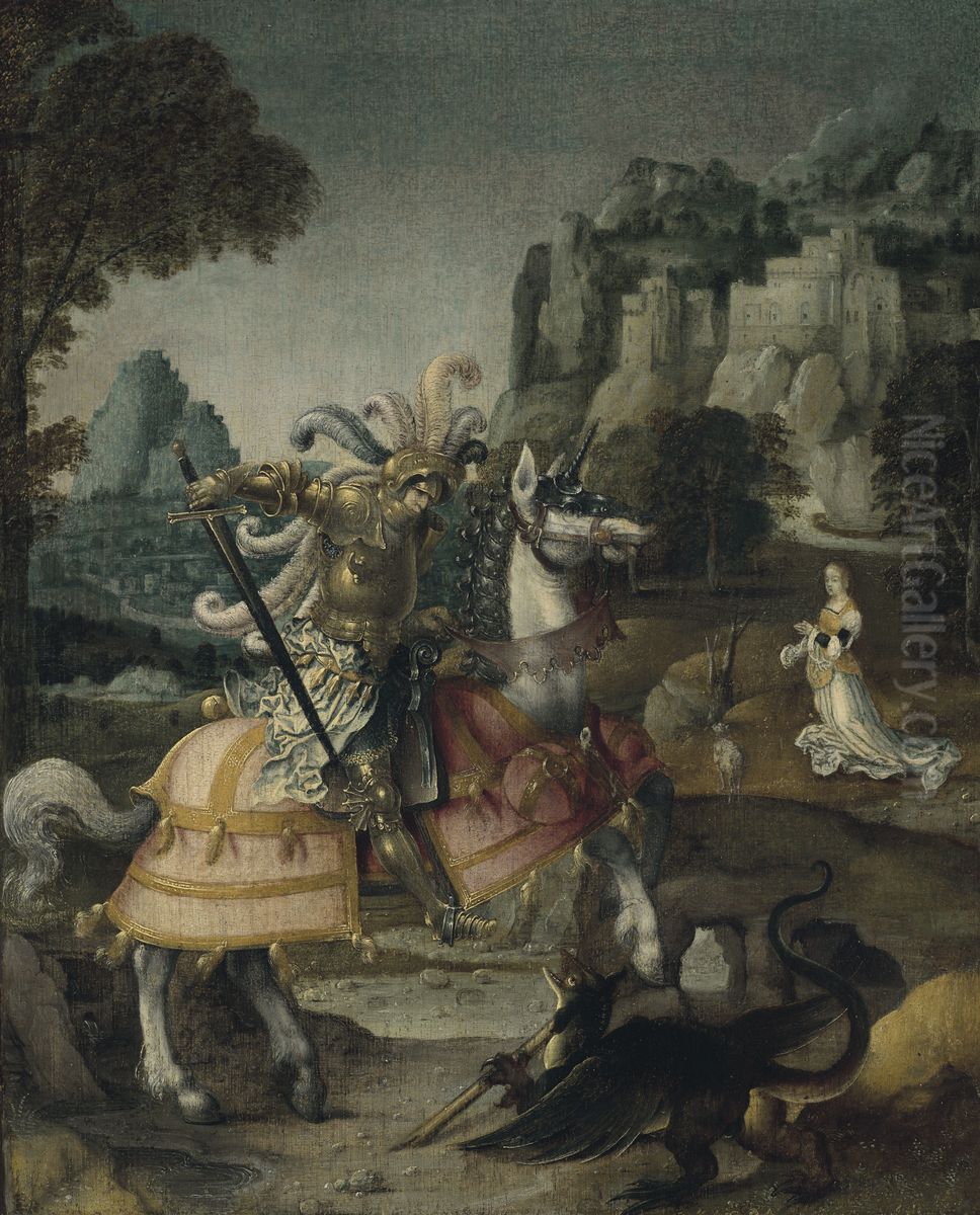 Saint George and the Dragon Oil Painting by unknown