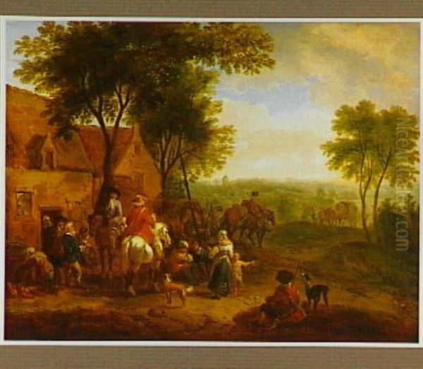 Halt at a Tavern Oil Painting by Pieter Bout