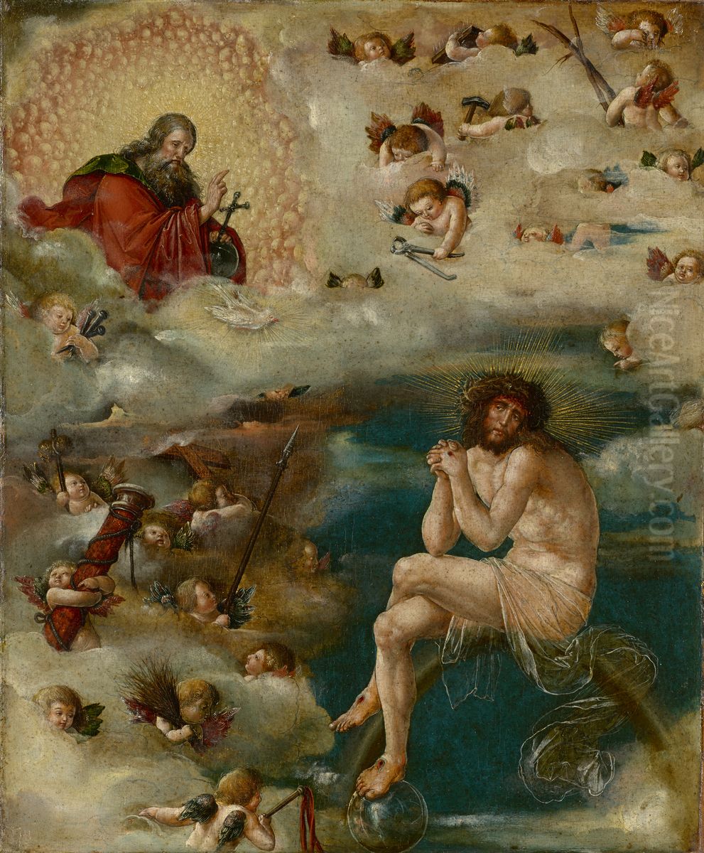 Christ Interceding with God the Father Oil Painting by Ambrosius Holbein