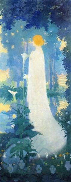 Flowerbed for the Millers daughter Oil Painting by Albert Braut