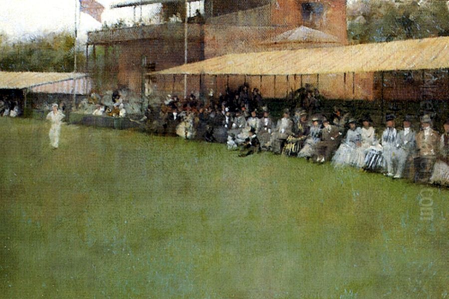 Eton Vs Harrow At Lords Oil Painting by Albert Chevallier Tayler