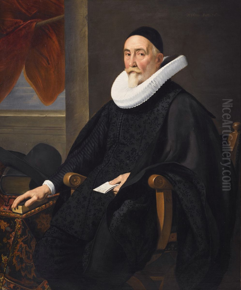Portrait of an unknown man Oil Painting by Jan Van Ravesteyn