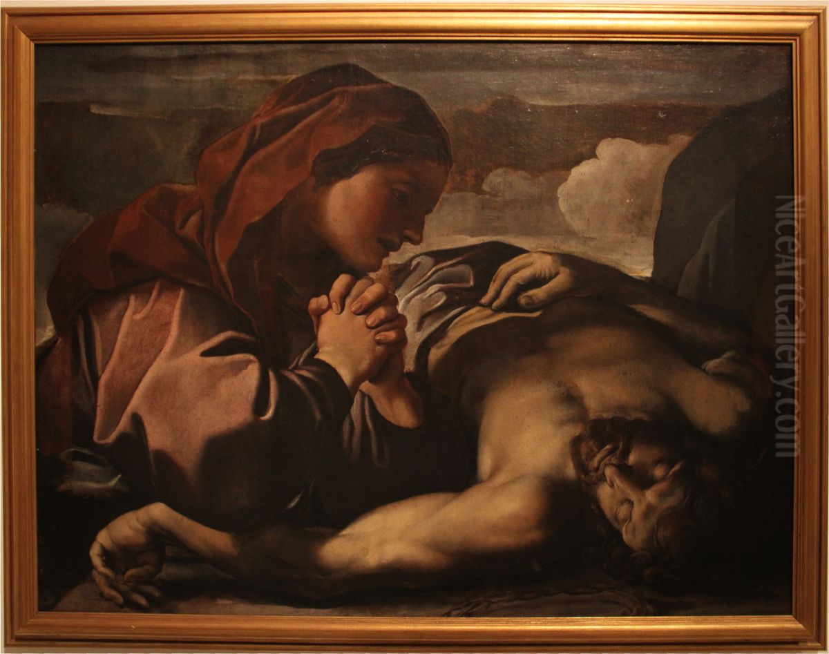 La Madonna che piange Gesu morto Oil Painting by Alessandro Tiarini