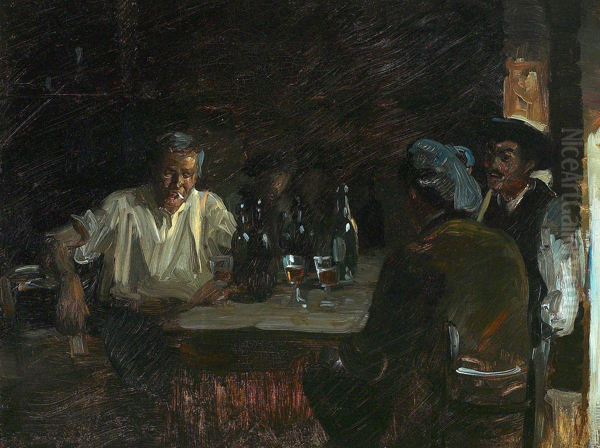 Workers in a public house in Luchon. Study. Oil Painting by Peder Severin Kroyer