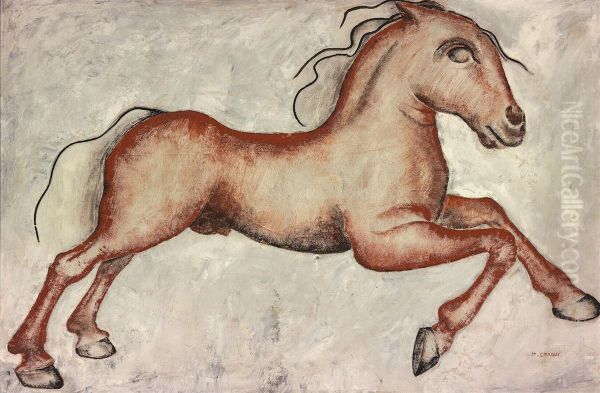 Springend paard Oil Painting by Hendrik Chabot