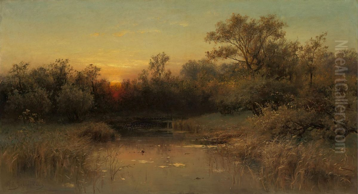 Zonsondergang Oil Painting by Piet Schipperus