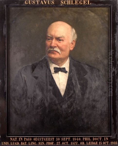 Portrait of Gustaaf Schlegel, professor of Chinese Language at Leiden University Oil Painting by Therese Schwartze