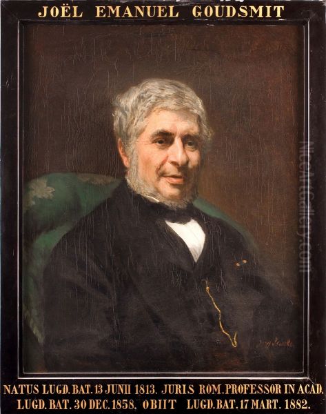 Portrait of Joel Emanuel Goudsmit, professor of Roman Law at Leiden University Oil Painting by Jozef Israels