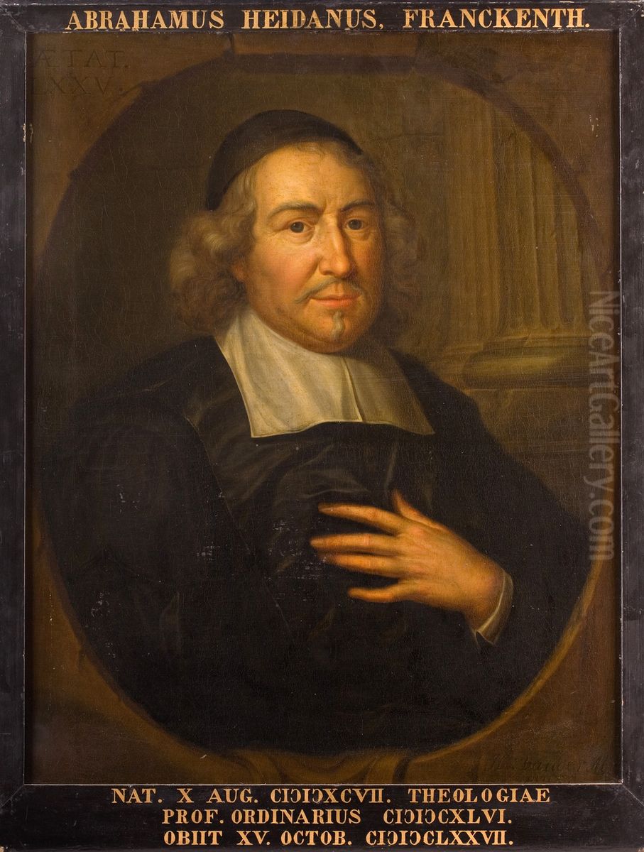 Portret van Abraham Heidanus, hoogleraar Godgeleerdheid te Leiden Oil Painting by Hieronymus van der Mij