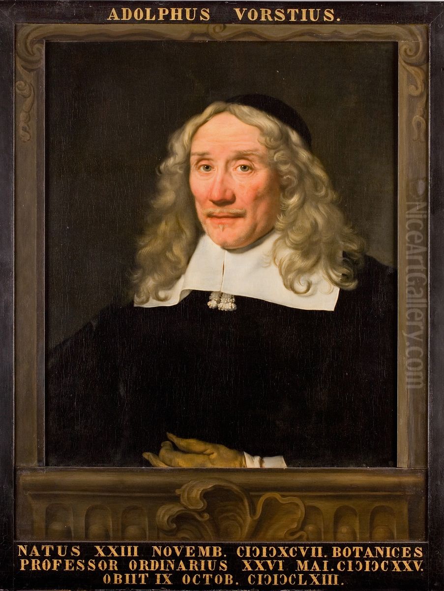 Portret van Adolphus Vorstius, hoogleraar Geneeskunde en Kruidkunde te Leiden Oil Painting by Abraham Lambertsz van den Tempel