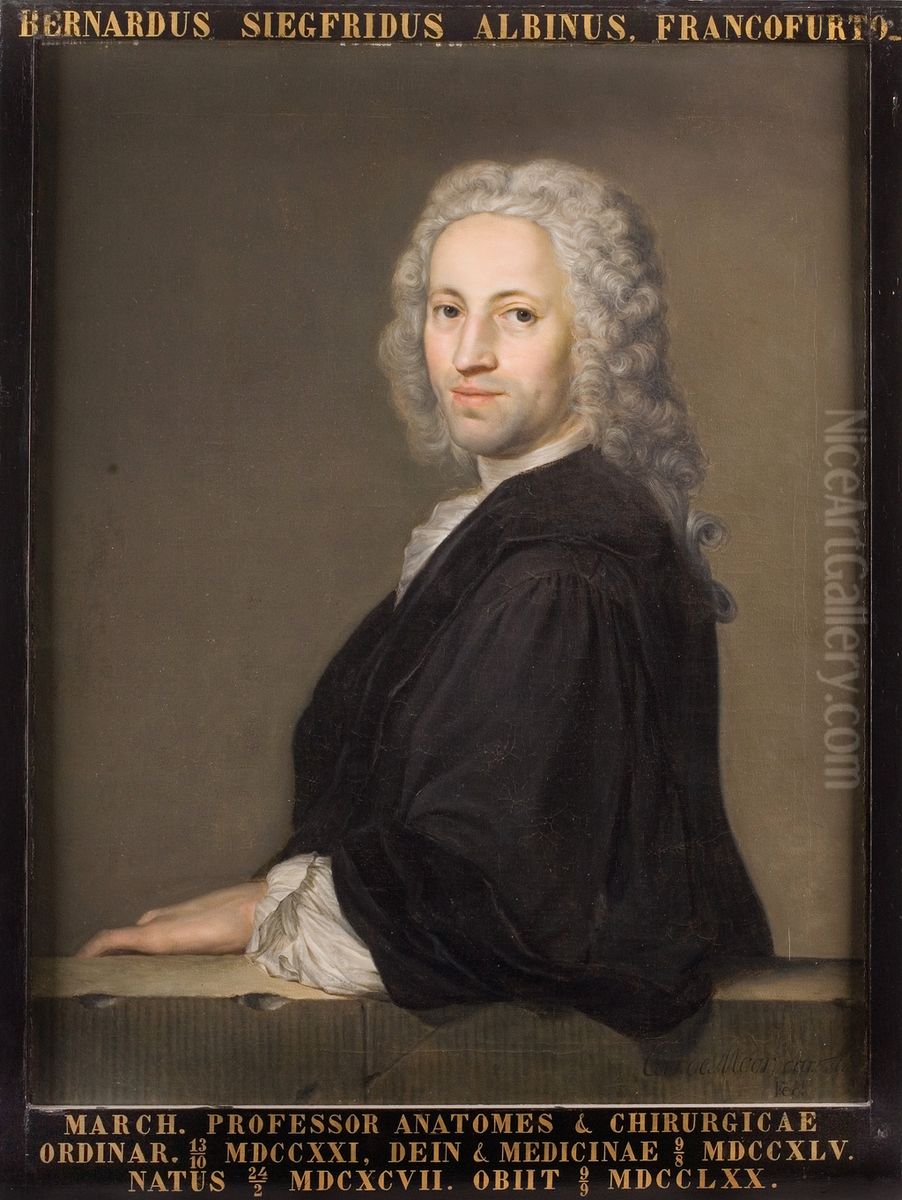 Portret van Bernhardus Siegfried Albinus, hoogleraar Ontleedkunde en Geneeskunde te Leiden Oil Painting by Carel Isaak de Moor