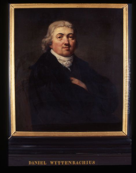 Portret van Daniel Albert Wyttenbach, hoogleraar Grieks en Latijn, Geschiedenis en bibliothecaris te Leiden Oil Painting by Louis Moritz