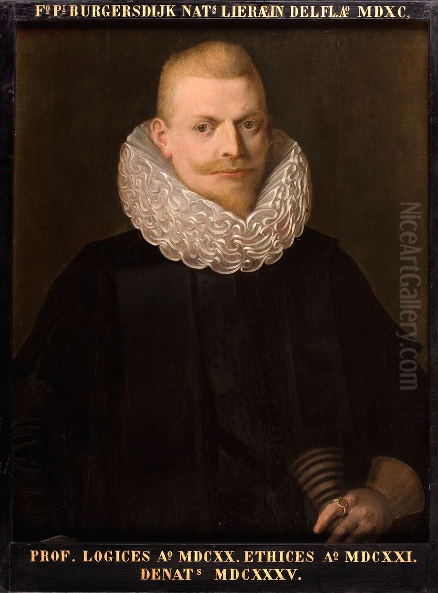Portret van Franco Petri Burgersdijk, hoogleraar Redeneerkunde, Zedekunde en Natuurkunde te Leiden Oil Painting by Icones Leidenses