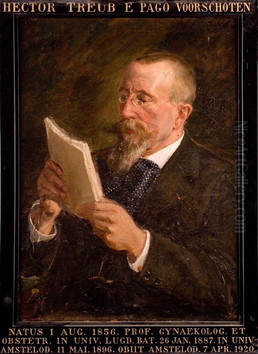 Portret van Hector Treub, hoogleraar Geneeskunde te Leiden Oil Painting by Corrie Boellaard Portret van Hector Treub, hoogleraar Geneeskunde te Leiden Oil Painting by Corrie Boellaard