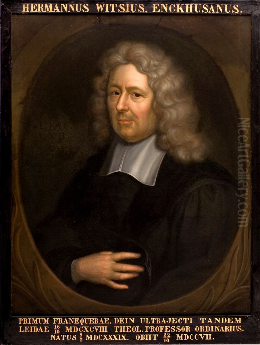 Portret van Hermannus Witsius, hoogleraar Godgeleerdheid te Leiden Oil Painting by Hieronymus van der Mij
