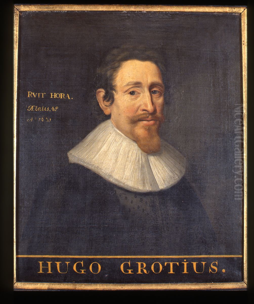 Portret van Hugo de Groot, rechtsgeleerde en staatsman Oil Painting by Icones Leidenses