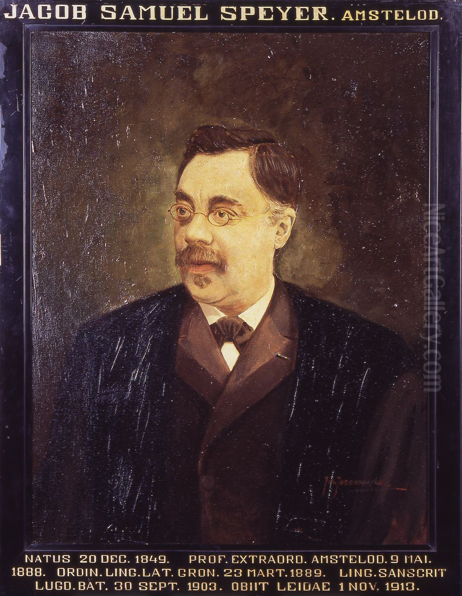 Portret van Jacob Samuel Speyer, hoogleraar Sanskrit en zijn Letterkunde te Leiden Oil Painting by Johannes Josseaud
