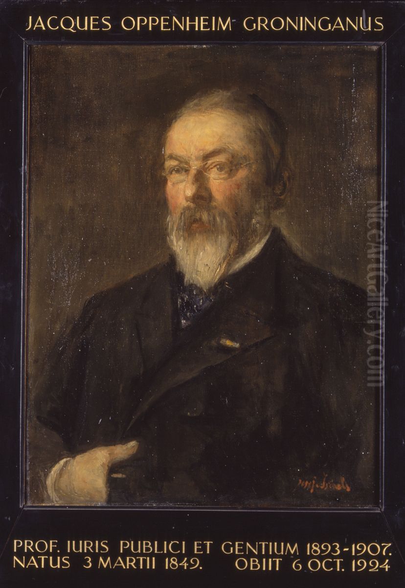 Portret van Jacques Oppenheim, hoogleraar Rechtsgeleerdheid te Leiden Oil Painting by Jozef Israels
