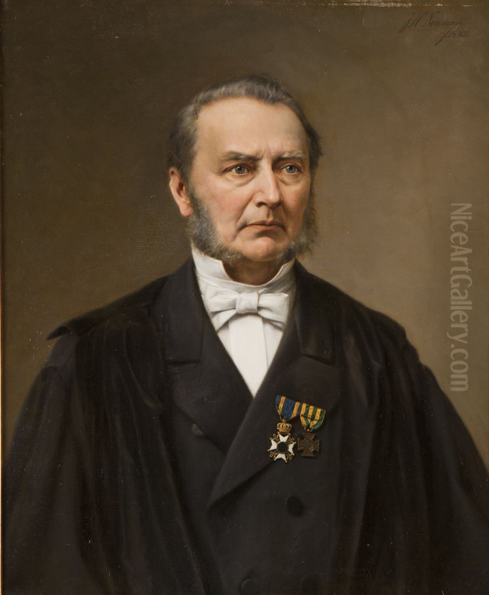 Portret van Joannes Henricus Scholten, hoogleraar Godgeleerdheid te Leiden Oil Painting by Johan Heinrich Neuman