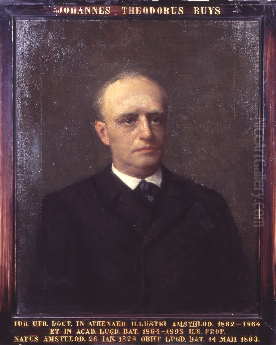 Portret van Johan Theodoor Buys, hoogleraar Rechtsgeleerdheid te Leiden Oil Painting by Willem Bastiaan Tholen