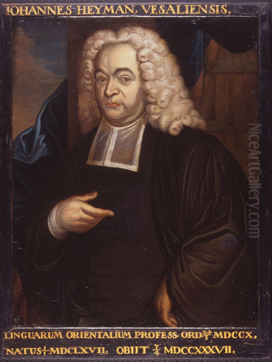 Portret van Johannes Heyman, hoogleraar Oosterse talen te Leiden Oil Painting by Johannes Franciscus de la Court