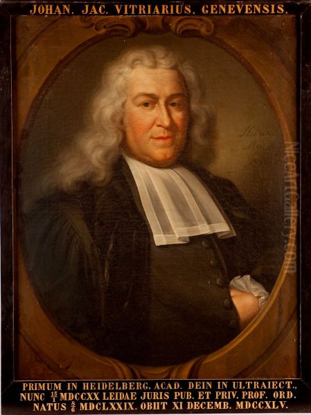 Portret van Johannes Jacobus Vitriarius, hoogleraar Rechtsgeleerdheid te Leiden Oil Painting by Hieronymus van der Mij