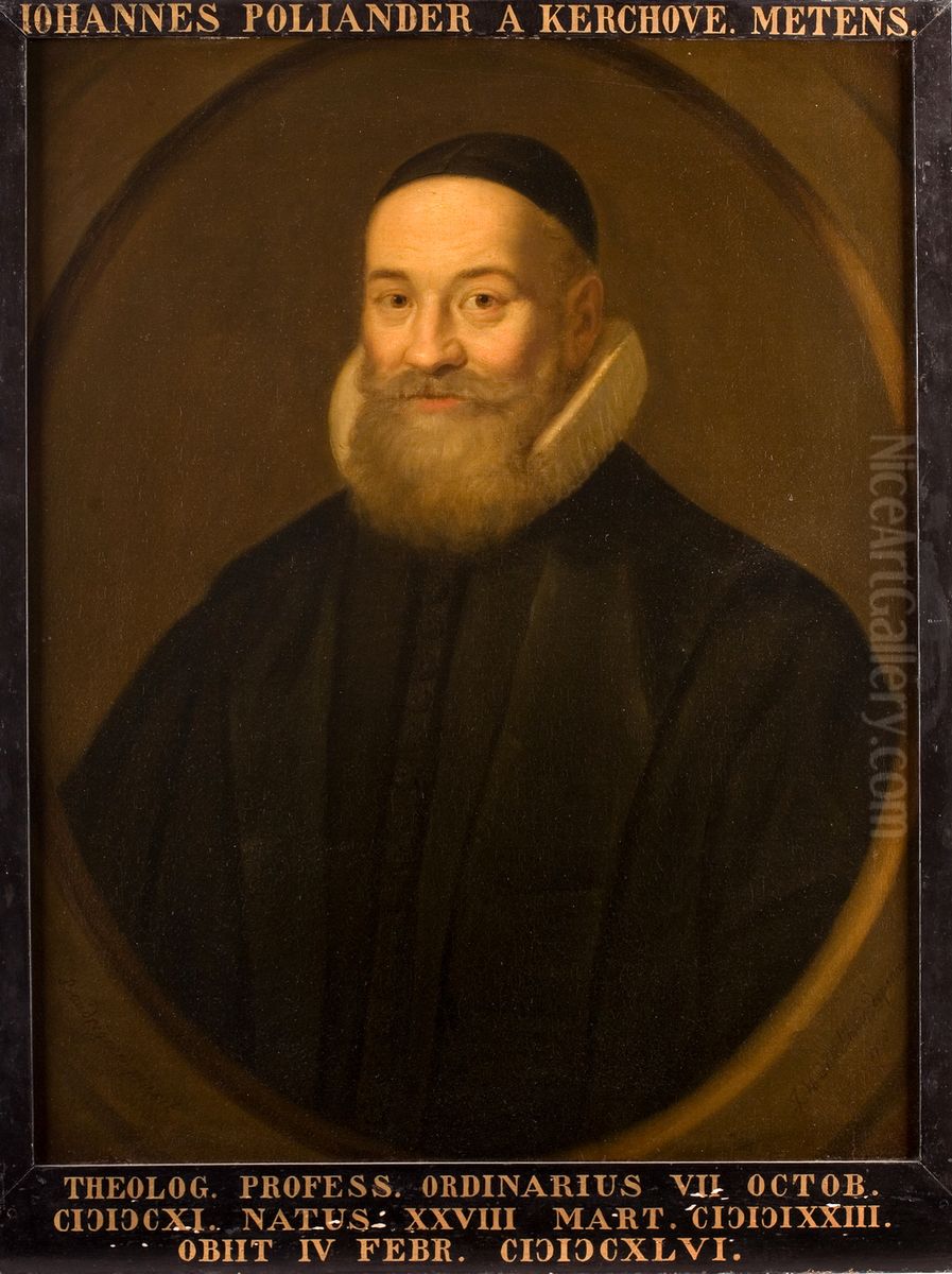 Portret van Johannes Polyander a Kerchoven, hoogleraar Godgeleerdheid te Leiden Oil Painting by Jan Maurits Quinkhard