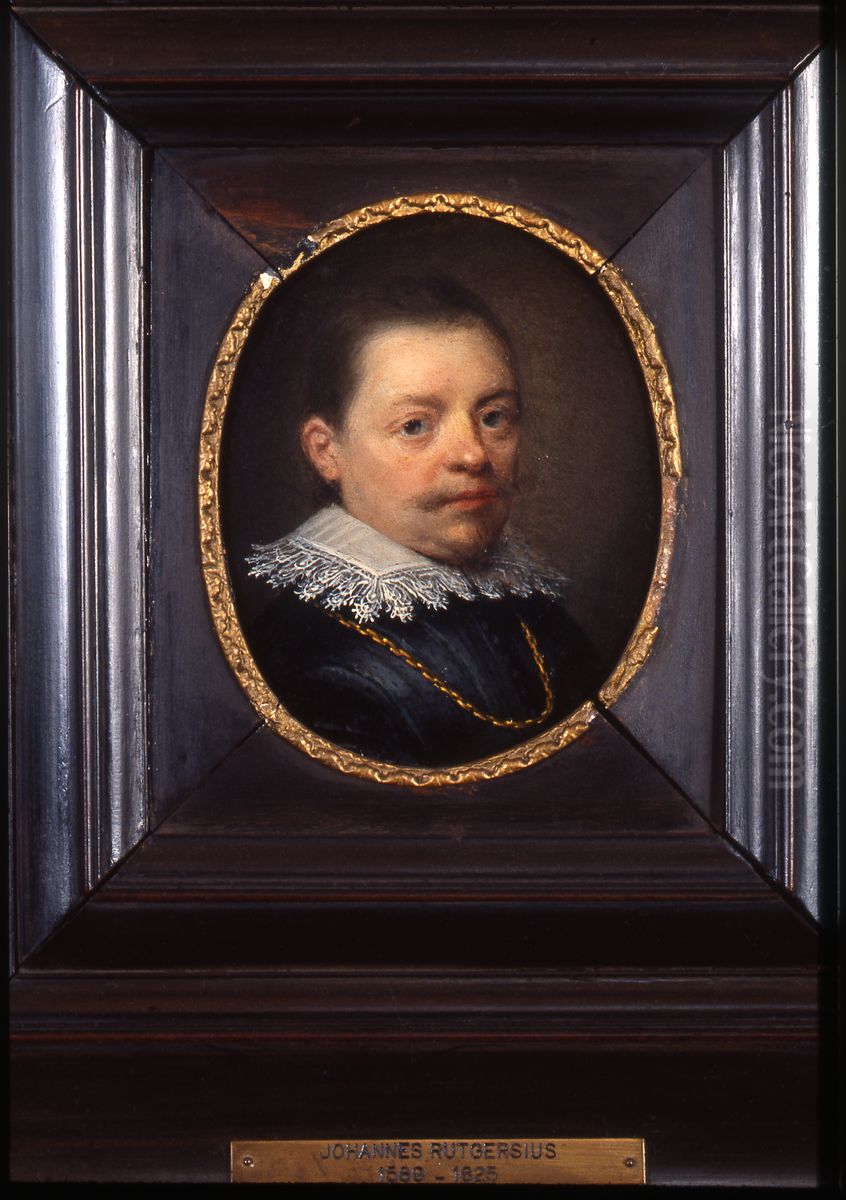 Portrait of John Rutgersius, poet, council member of the Swedish King Oil Painting by Icones Leidenses