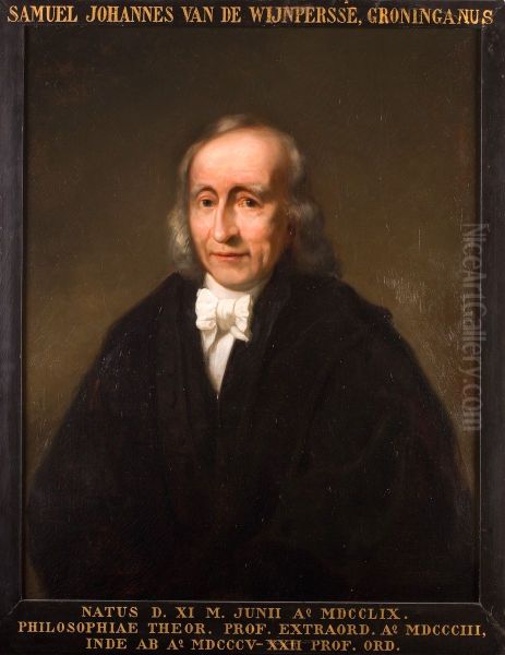 Portret van Samuel Johannes van de Wijnpersse, hoogleraar Redeneerkunde, Bovennatuurkunde en Zedekunde te Leiden Oil Painting by Icones Leidenses