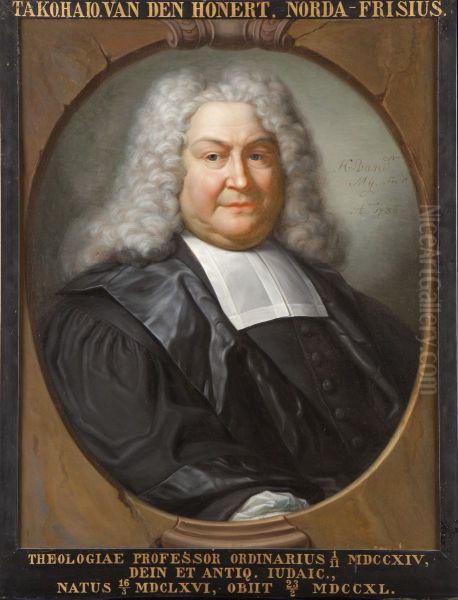 Portret van Taco Hajo van den Honert, hoogleraar Godgeleerdheid te Leiden Oil Painting by Hieronymus van der Mij